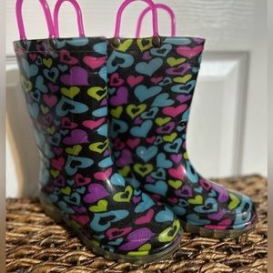 Little Girls Size 11 MultiColored Hearts light up Rainboots